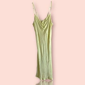 Silk strap dress light green formal